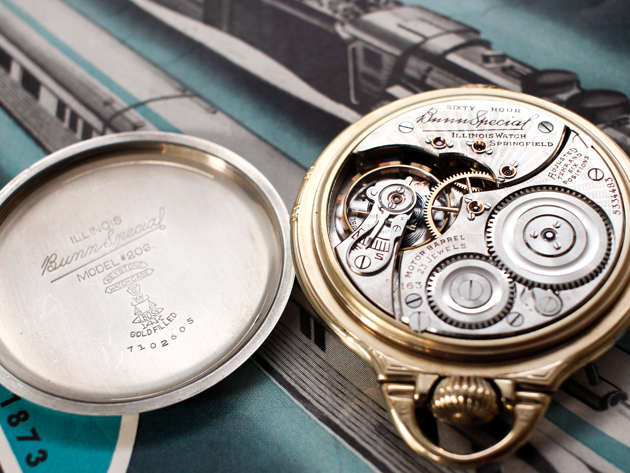 Rare Illinois Pocket Watch  Railroad Grade 163 Type l, Housed in Desired Two-Tone Case image 4