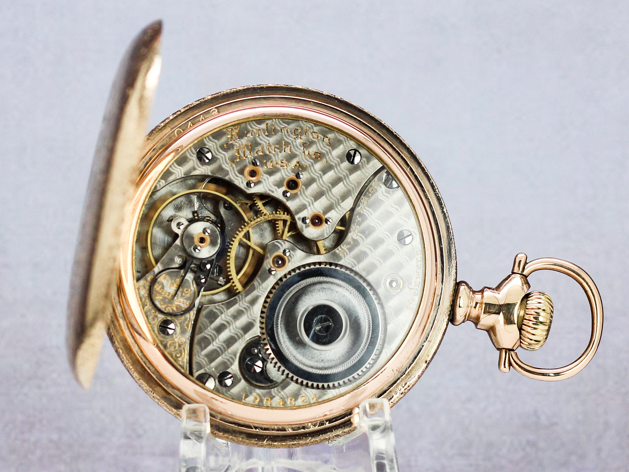 Burlington Watch Co. Dress Pocket Watch Housed in Stunning Gold Fill Hunter Case image 3