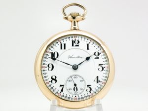 Antique Hamilton Pocket Watch Railroad Grade 992 Model 1 with Ornate Damasking Housed in this Gold Fill Case circa 1913