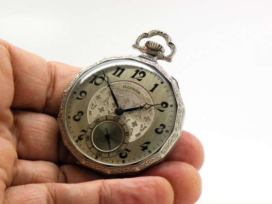 1923 Gents 14KYGF 12S Illinois Criterion 17J Cushion Shape Pocket Watch  Sold NR