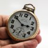 Pristine Hamilton Railway Special Pocket Watch Grade 992B Housed in a Hamilton Model 2 Glass Back Display Case circa 1942