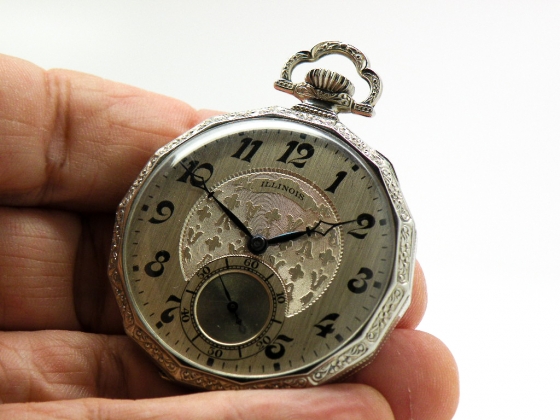 1923 Gents 14KYGF 12S Illinois Criterion 17J Cushion Shape Pocket Watch  Sold NR