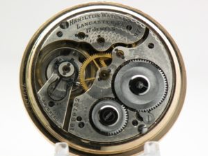 Art Deco Motif Hamilton Pocket Watch The Gentlemen’s Dress Model Grade 974 Housed in Beautifully Engraved Gold Fill Case circa 1923
