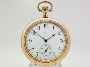 Elgin Pocket Watch The Gentlemen’s Dress Pocket Watch of the Day Housed in a Yellow Gold Fill Double Hinged Case circa 1925