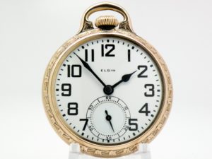 Extra Fine Elgin Pocket Watch 21 Jewel B.W. Raymond Railroad Model Housed in an Elgin 14K Rose Gold Fill Railroad Model Case circa 1927