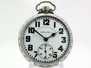 Hamilton Pocket Watch Railroad Grade 992 Lever Set Movement Housed in a Beautiful White Gold Fill Emperor Case circa 1919