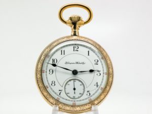 Antique Hampden Pocket Watch The Special Railway with a Beautiful Two Tone Movement Housed in a 10K GF Case circa 1907