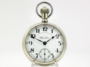 Pristine Hamilton Pocket Watch Railroad Grade 940 Housed in a Rare Glass Back Hamilton Salesman Display Case circa 1909