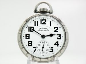 Extra Fine Hamilton Pocket Watch Railway Special Grade 992B Housed in this Hamilton Model 15 Stainless Steel Case circa 1951