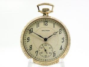 Pristine Waltham Pocket Watch The Gentlemen’s Dress Pocket Watch Housed in this Rare Green Gold Fill Case circa 1921