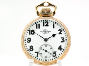 Pristine Ball Hamilton Pocket Watch Railroad Model 999 Housed in the Most Popular Stirrup Bow Wadsworth Ball Model Case circa 1927