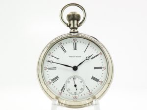 Extra Fine Antique Waltham Pocket Watch Railroad Grade 645 Housed in this Rare Clear Back Salesman Display Case circa 1913
