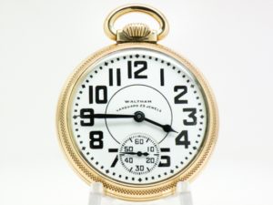 Pristine Waltham Pocket Watch Highest Grade 23 Jewel Vanguard Railroad Model Housed in the Beautiful 10K Gold Fill Case circa 1942