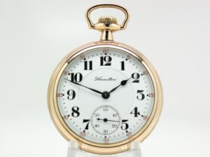 Pristine Hamilton Pocket Watch Rare Railroad Grade 996 with Stunning Damasking Housed in this Beautiful 14K GF Case circa 1921