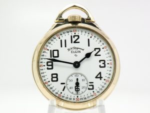 Extra Fine Elgin Pocket Watch Railroad Model B.W. Raymond Grade 571 Housed in this Elgin Streamliner 10K GF Railroad Case circa 1952