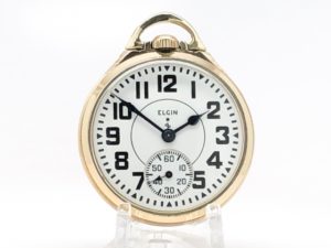 Vintage Elgin Pocket Watch Railroad Grade 571 Housed in this Elgin 10K Gold Fill Streamline Railroad Case circa 1947