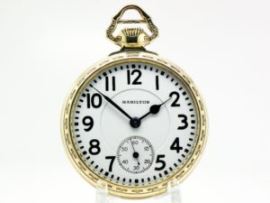 Pristine Antique Hamilton Pocket Watch Railroad Grade 992 Housed in the Elusive Wadsworth Case Co. 14K Green GF Cross Bar Case circa 1925