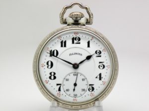 Antique Illinois Pocket Watch Railroad Grade Bunn Special Housed in 14K White Gold Filled Bunn Special Marked Case circa 1923