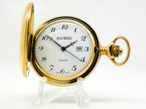 New Modern Hunter Case Pocket Watch High Quality Swiss Quartz Movement with Date Function By Jean Pierre of Switzerland