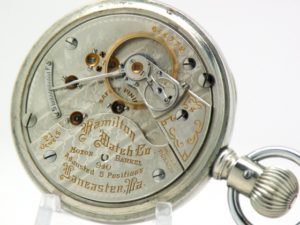 Pristine Hamilton Pocket Watch Railroad Grade 940 Housed in a Rare Glass Back Hamilton Salesman Display Case circa 1909