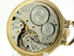 Pristine Hamilton Pocket Watch Railroad Grade 992B Railway Special Housed in the Popular Model 16 Yellow Gold Fill Case circa 1951