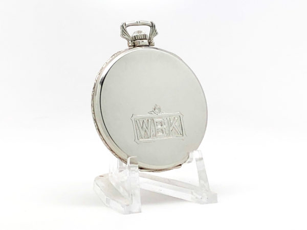 Elgin Art Deco Gentleman’s Dress Pocket Watch in 14K Solid White Gold Case