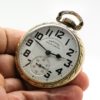 Pristine Hamilton Railway Special Pocket Watch Grade 992B Housed in a 14K Yellow Gold Fill Hamilton Model 11 Railroad Case in a circa 1950