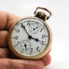 Pristine Elgin Pocket Watch Scarce 19 Jewel Railroad Model with Up / Down Wind Indicator Housed in a Keystone Mainliner Case circa 1913