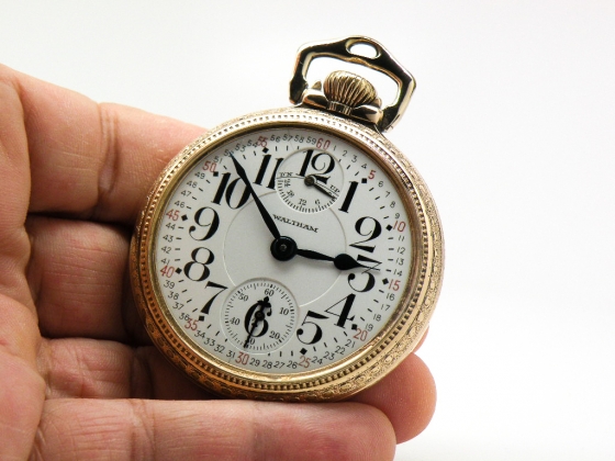 Pristine Waltham Railroad Pocket Watch 23 Jewel Vanguard with Up Down ...