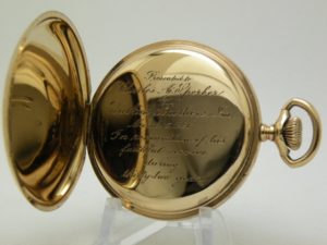 Antique Waltham Pocket Watch Model 625 The Gentlemen’s Dress Pocket Watch Housed in a Dauber Yellow Gold Fill Case circa 1907
