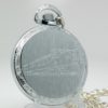 Classic Railroad Style Gentlemen’s Pocket Watch with Train Engraved and Matching Chain and Belt Hoop Clasp