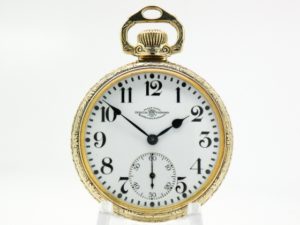 Pristine Ball Hamilton Pocket Watch Railroad Grade 999P Housed in the Most Popular Stirrup Bow Wadsworth Ball Model Case circa 1925