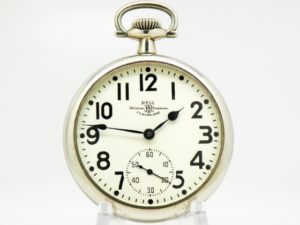 Pristine Ball Hamilton Pocket Watch Railroad Grade 999 Housed in this Clear Back White Gold Fill Salesman Display Case circa 1927