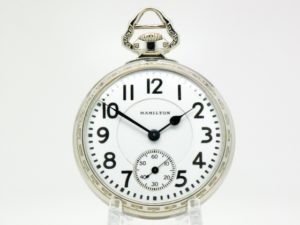 Pristine Antique Hamilton Pocket Watch Railroad Grade 992 Housed in this Wadsworth Case Co. 14K White Gold Fill Case circa 1924