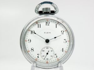 Extra Fine Elgin Pocket Watch Grade 336 The Gentlemen’s Dress Pocket Watch of the Day Housed in this Silver Tone Case circa 1911