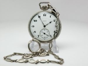 Antique Elgin Pocket Watch The Gentleman’s Dress Pocket Watch of the Day Housed in White GF J Boss Case with Pocket Watch Chain circa 1921