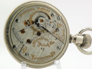 Hamilton Pocket Watch Railroad Grade 940 Housed in this Rare Glass Back Hamilton Salesman Display Case circa 1905