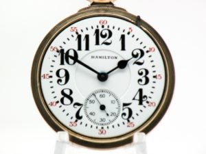 Antique Hamilton Pocket Watch Railroad Grade 992 Housed in the Classic Cross Bar Case in a Beautiful Rose GF circa 1925