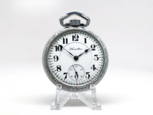 Hamilton Pocket Watch Railroad Grade 992 Faced with the Popular Montgomery Dial and Housed in this Silver Tone Case circa 1919