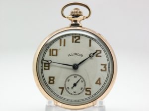 Extra Fine Illinois Dress Pocket Watch Grade A. Lincoln with Beautiful Raised Gold Arabic Numerals Housed in Classic Gold Fill Case circa 1921