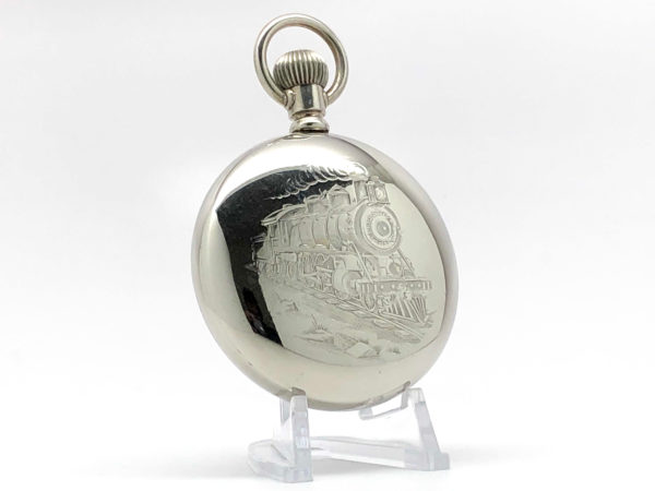 Ball Hamilton Pocket Watch Railroad Grade 999A with Train Engraved Case circa 1907