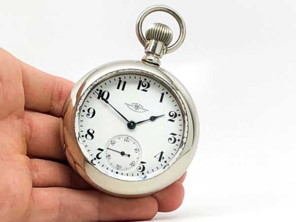 Ball Hamilton Pocket Watch Railroad Grade 999A with Train Engraved Case circa 1907