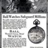 Ball Hamilton Pocket Watch Railroad Grade 999A with Train Engraved Case circa 1907