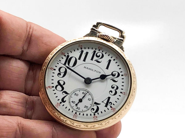 Hamilton Pocket Watch Railroad Grade 992E Housed in this Bar Over Crown Wadsworth Case circa 1930
