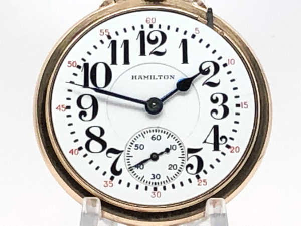Hamilton Pocket Watch Railroad Grade 992E Housed in this Bar Over Crown Wadsworth Case circa 1930