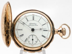 Columbus Pocket Watch Grade Railway King Housed in this 14 Gold Fill Multicolor Gold Case circa 1903