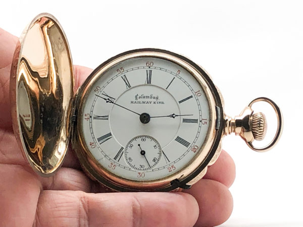 Columbus Pocket Watch Grade Railway King Housed in this 14 Gold Fill Multicolor Gold Case circa 1903