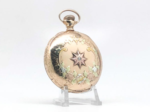 Columbus Pocket Watch Grade Railway King Housed in this 14 Gold Fill Multicolor Gold Case circa 1903
