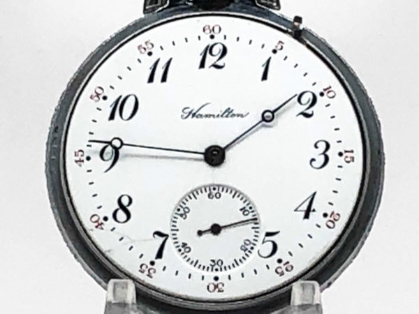 Hamilton Pocket Watch Railroad Grade 990 Housed in Train Engraved Case circa 1911