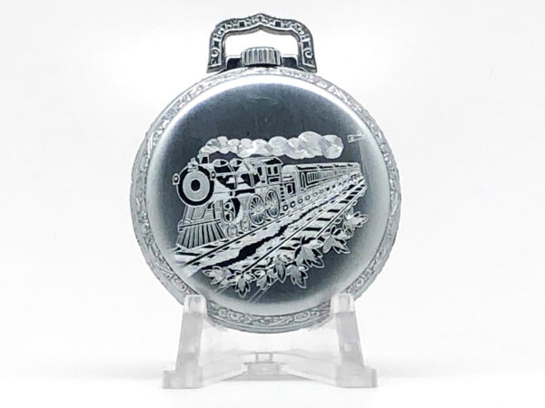 Hamilton Pocket Watch Railroad Grade 990 Housed in Train Engraved Case circa 1911